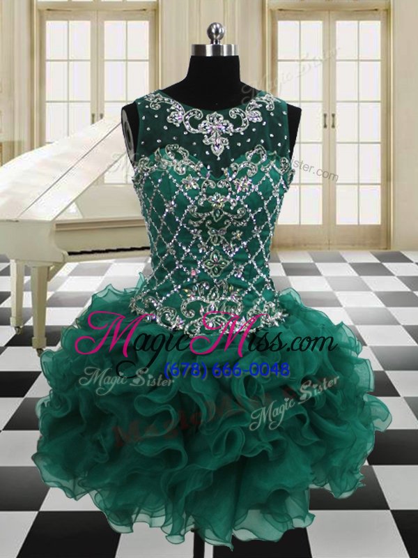 wholesale perfect four piece dark green sweet 16 quinceanera dress military ball and sweet 16 and quinceanera and for with beading and ruffles scoop sleeveless lace up