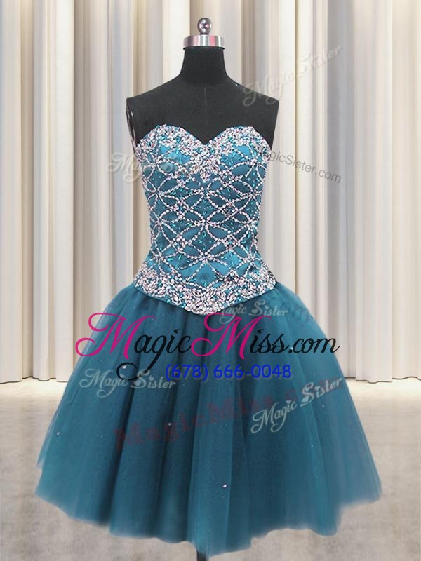 wholesale top selling three piece teal sleeveless tulle lace up vestidos de quinceanera for military ball and sweet 16 and quinceanera
