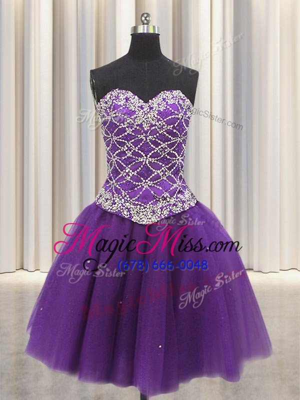 wholesale clearance three piece sweetheart sleeveless tulle quince ball gowns beading and sequins lace up
