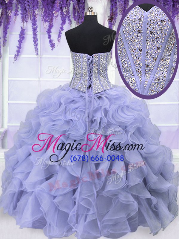 wholesale best selling lavender ball gowns sweetheart sleeveless organza floor length lace up beading and ruffles ball gown prom dress