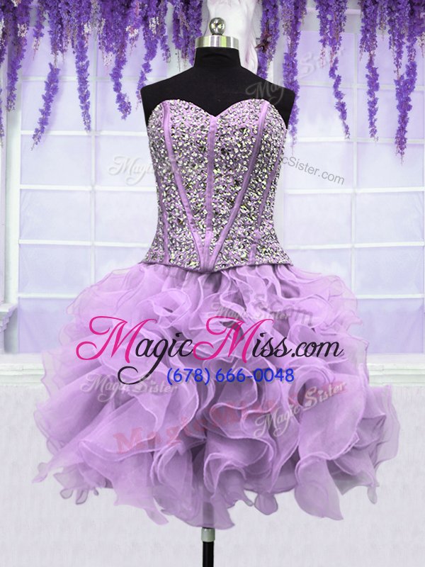 wholesale new arrival four piece sweetheart sleeveless organza vestidos de quinceanera ruffles and sequins lace up