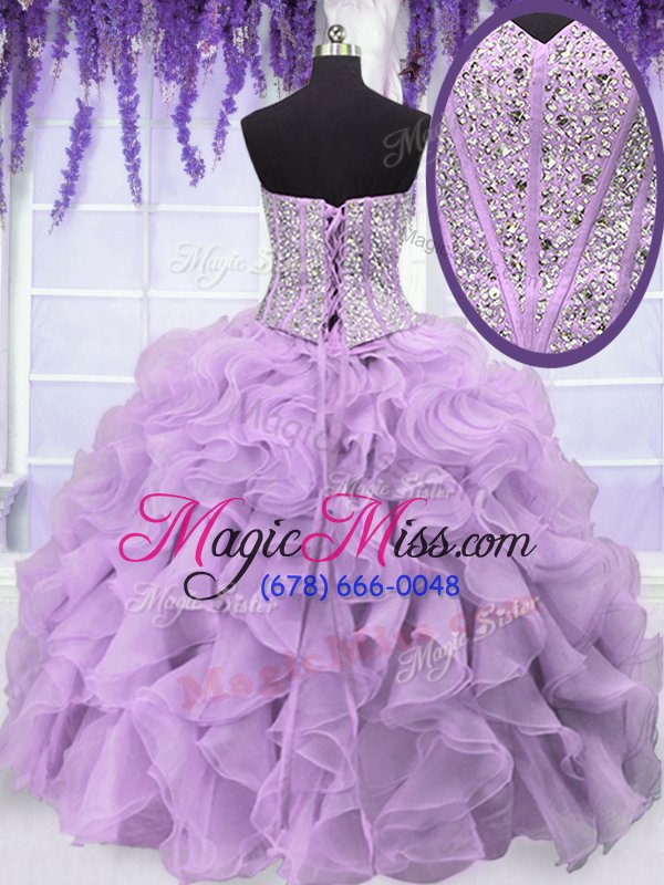 wholesale new arrival four piece sweetheart sleeveless organza vestidos de quinceanera ruffles and sequins lace up