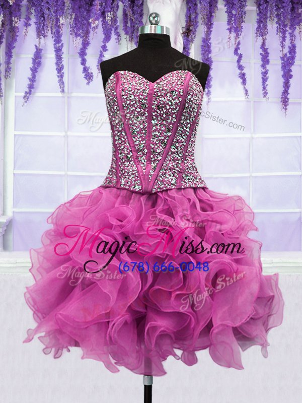 wholesale vintage four piece sequins ball gowns ball gown prom dress lilac sweetheart organza sleeveless floor length lace up