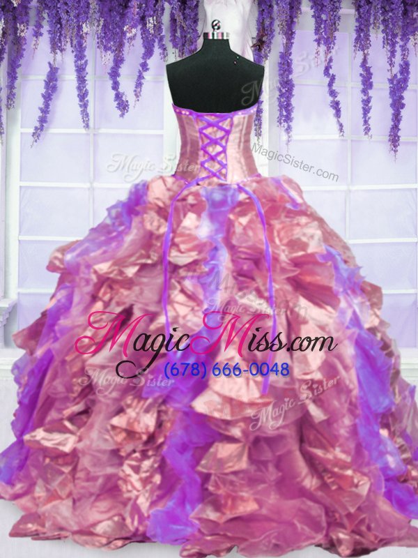 wholesale deluxe lilac strapless lace up embroidery and ruffles quinceanera gowns sleeveless