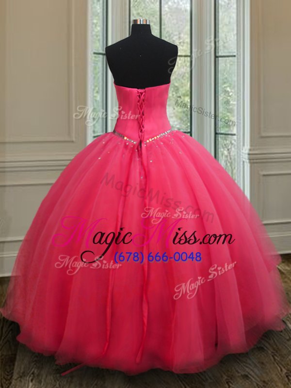 wholesale floor length coral red quinceanera gowns organza sleeveless beading