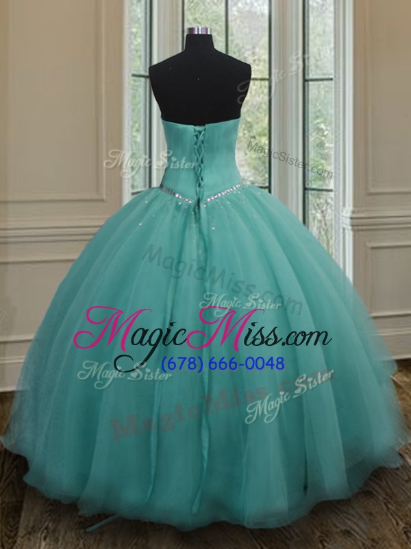 wholesale stylish floor length ball gowns sleeveless light blue quinceanera dress lace up
