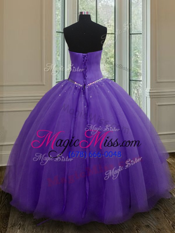 wholesale great sweetheart sleeveless lace up sweet 16 quinceanera dress eggplant purple organza