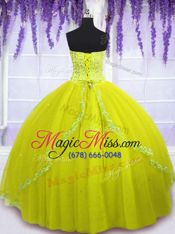 wholesale tulle sleeveless floor length 15th birthday dress and beading