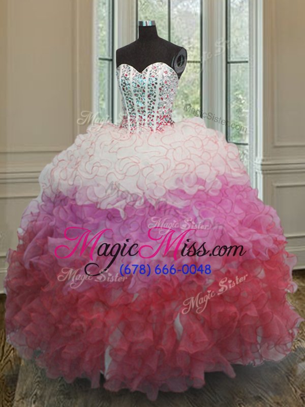 wholesale sexy sweetheart sleeveless lace up sweet 16 dress multi-color organza