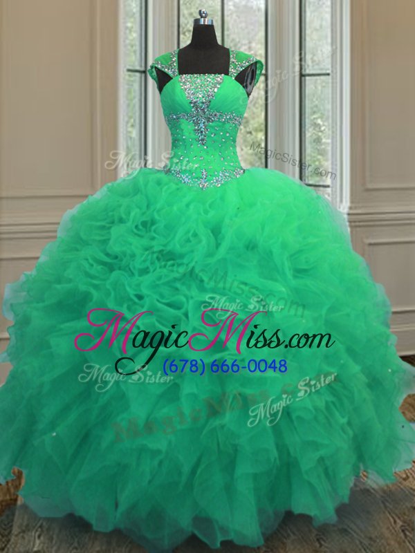 wholesale straps straps cap sleeves beading and ruffles and sequins lace up quinceanera gowns