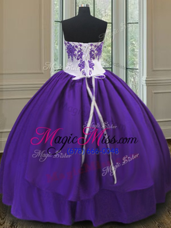 wholesale graceful eggplant purple vestidos de quinceanera military ball and sweet 16 and quinceanera and for with beading sweetheart sleeveless lace up