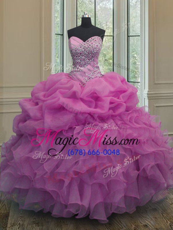 wholesale modest lilac sweet 16 quinceanera dress military ball and sweet 16 and quinceanera and for with beading and ruffles and pick ups sweetheart sleeveless lace up