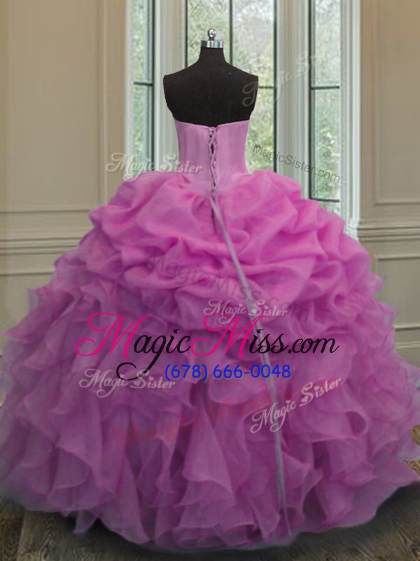 wholesale modest lilac sweet 16 quinceanera dress military ball and sweet 16 and quinceanera and for with beading and ruffles and pick ups sweetheart sleeveless lace up