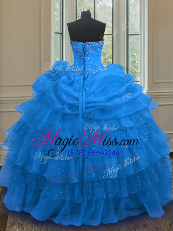 wholesale perfect pick ups ruffled floor length ball gowns sleeveless blue sweet 16 dress lace up