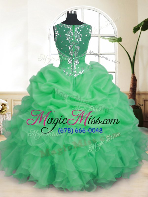 wholesale lovely sleeveless floor length beading and ruffles and pick ups zipper quinceanera dresses