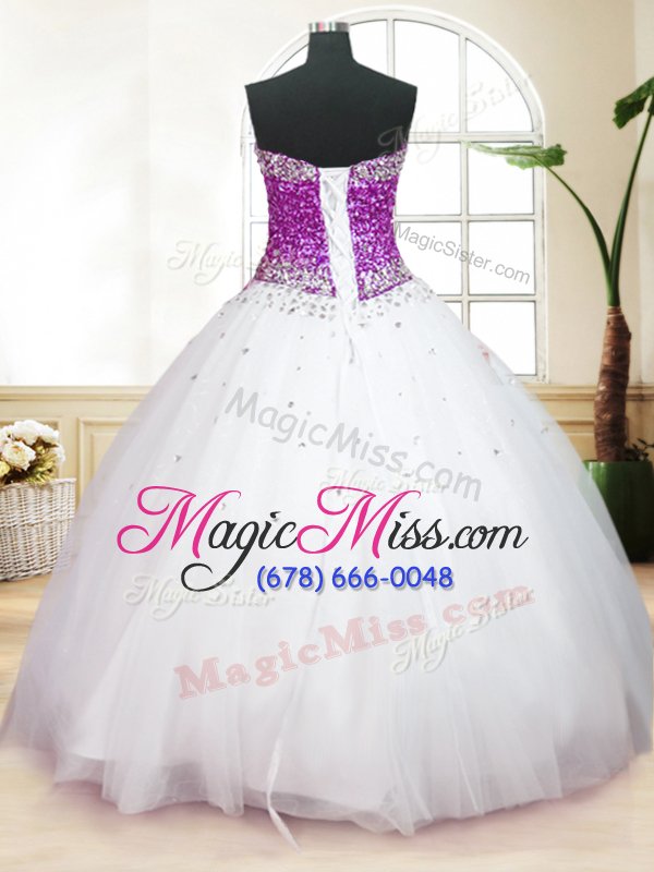 wholesale luxury tulle sleeveless floor length 15th birthday dress and beading