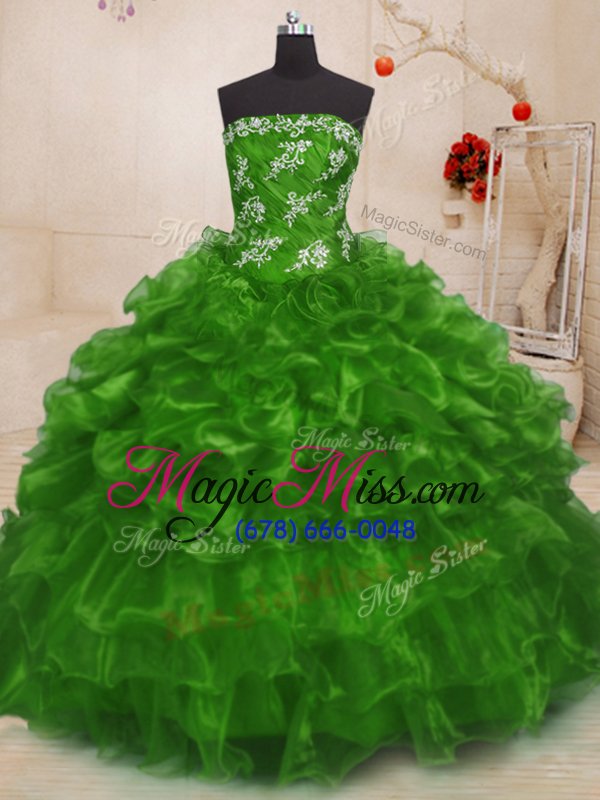 wholesale modern beading and appliques 15th birthday dress lace up sleeveless floor length