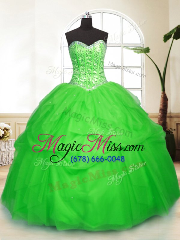 wholesale fancy sleeveless floor length sequins and pick ups lace up quinceanera dresses with