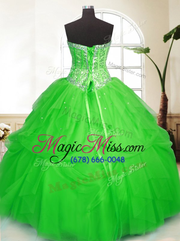 wholesale fancy sleeveless floor length sequins and pick ups lace up quinceanera dresses with