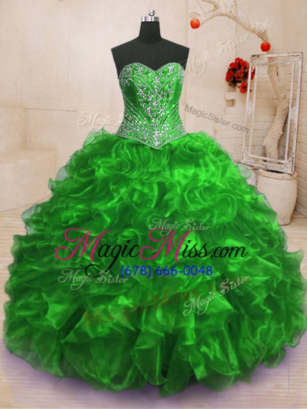 wholesale designer sweetheart neckline beading and ruffles quinceanera dress sleeveless lace up