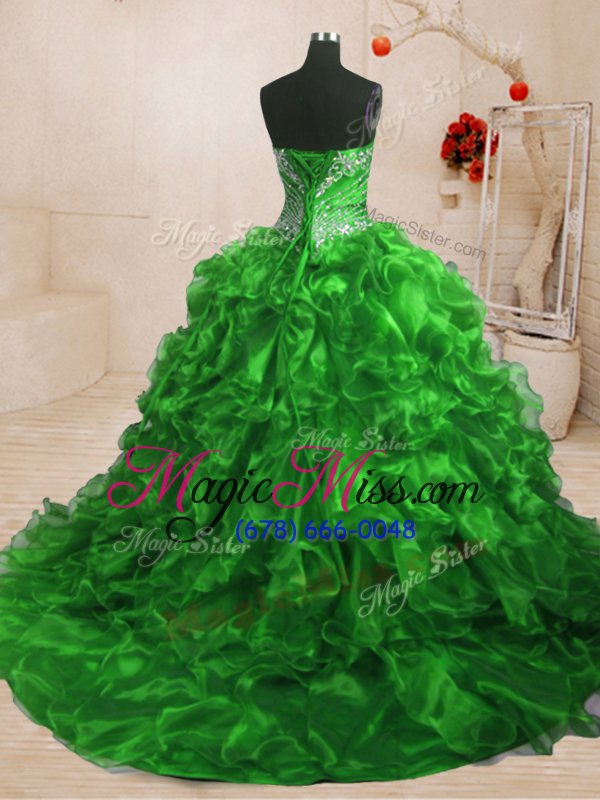wholesale designer sweetheart neckline beading and ruffles quinceanera dress sleeveless lace up