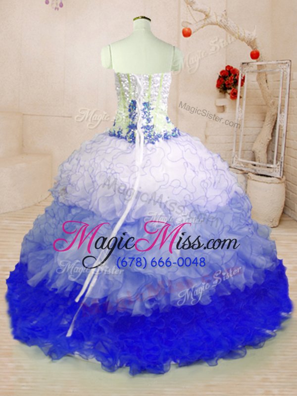 wholesale new arrival multi-color sleeveless organza brush train lace up sweet 16 dress for military ball and sweet 16 and quinceanera