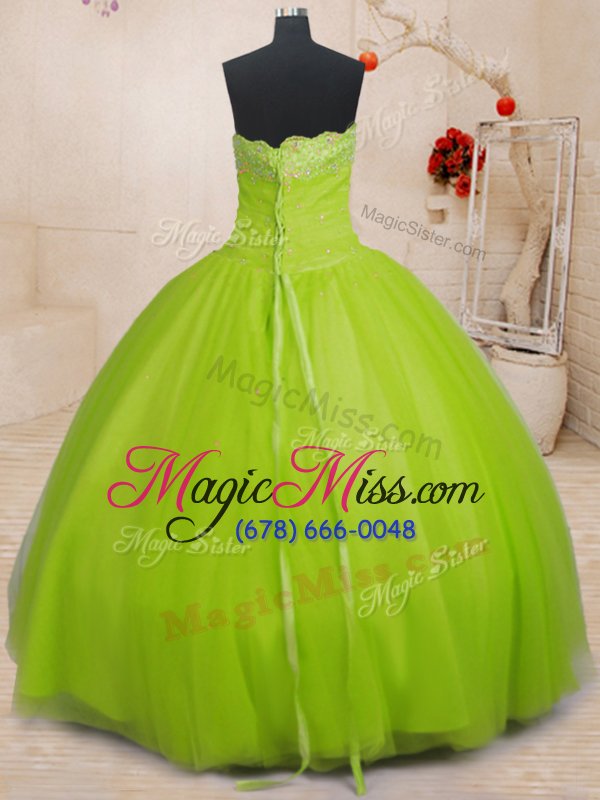 wholesale artistic sleeveless lace up floor length beading quinceanera dress