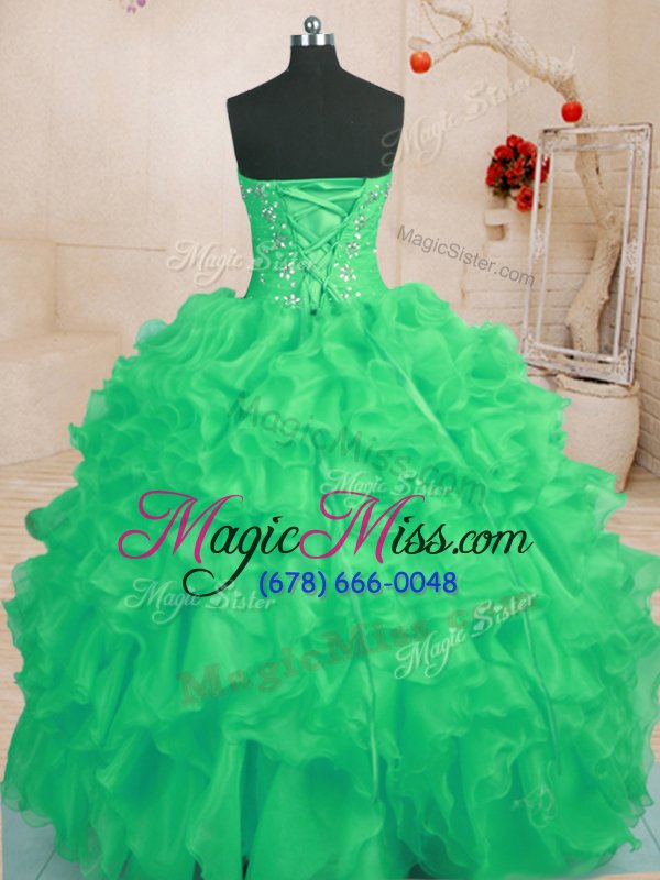 wholesale superior ball gowns quinceanera gowns green sweetheart organza sleeveless floor length lace up