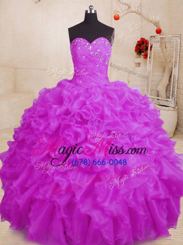 wholesale extravagant ball gowns quinceanera gown purple sweetheart organza sleeveless floor length lace up