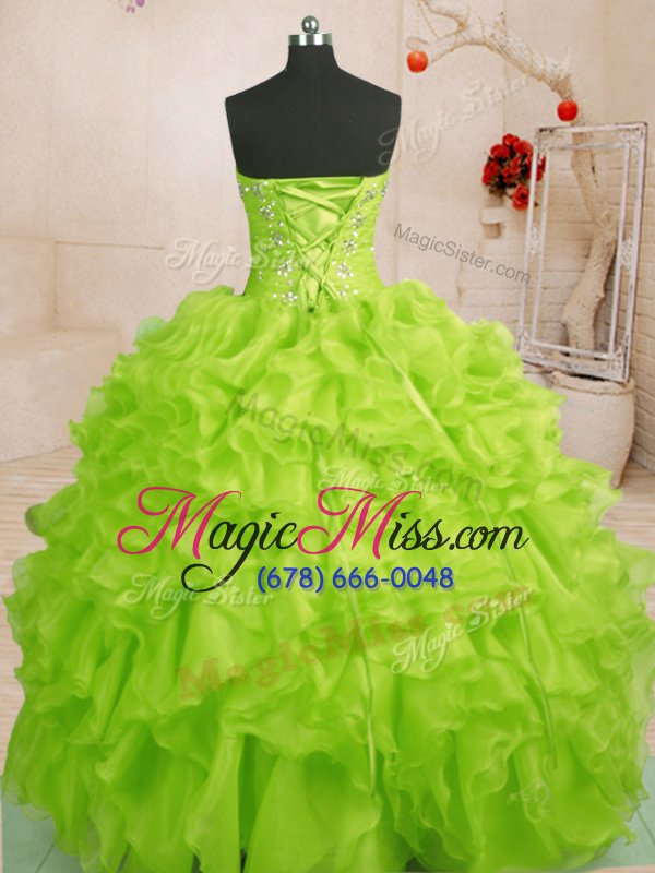 wholesale fabulous yellow green sweet 16 quinceanera dress military ball and sweet 16 and quinceanera and for with beading and ruffles sweetheart sleeveless lace up