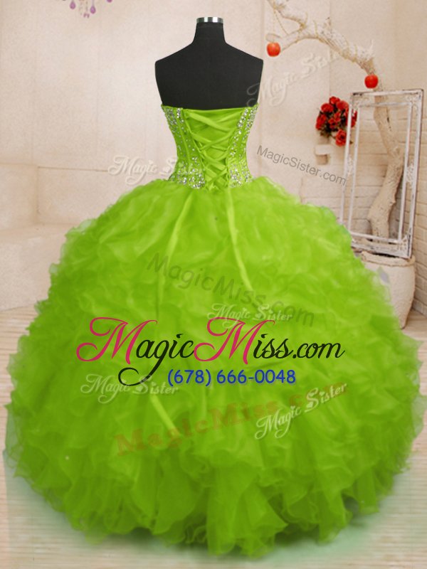 wholesale romantic yellow green sweetheart neckline beading and ruffles quinceanera dresses sleeveless lace up