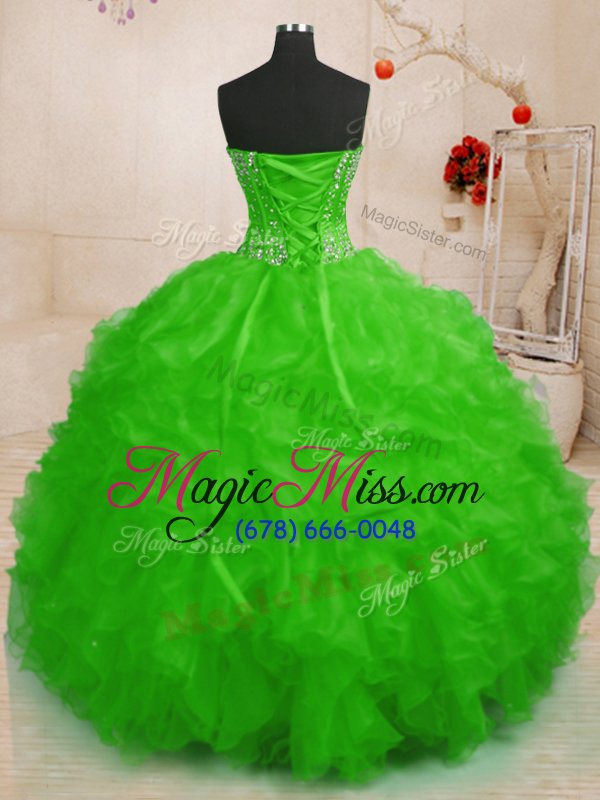 wholesale trendy lace up sweet 16 dress beading and ruffles sleeveless floor length