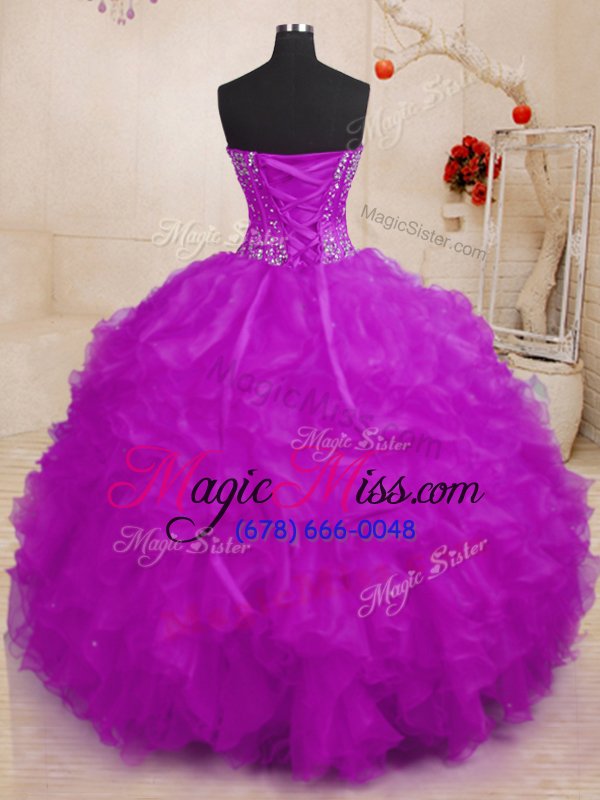 wholesale purple lace up quinceanera gowns beading sleeveless floor length