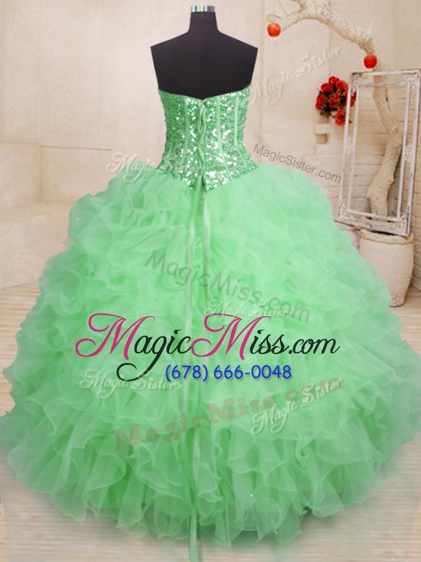 wholesale best green sweetheart neckline beading and ruffles 15 quinceanera dress sleeveless lace up