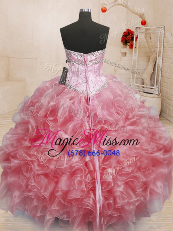 wholesale luxurious baby pink lace up vestidos de quinceanera beading sleeveless floor length