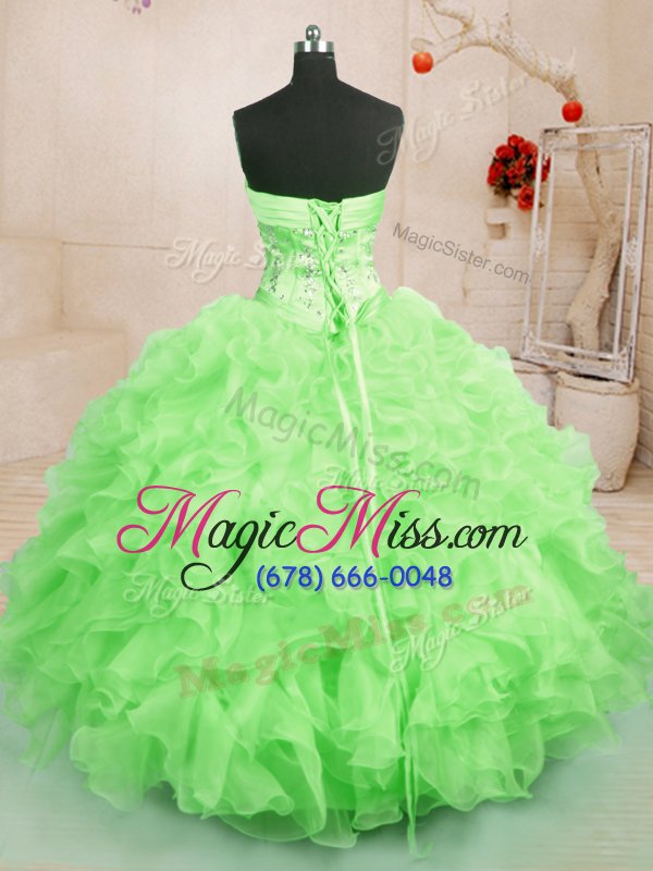 wholesale gorgeous sleeveless floor length beading and ruffles lace up sweet 16 dress with
