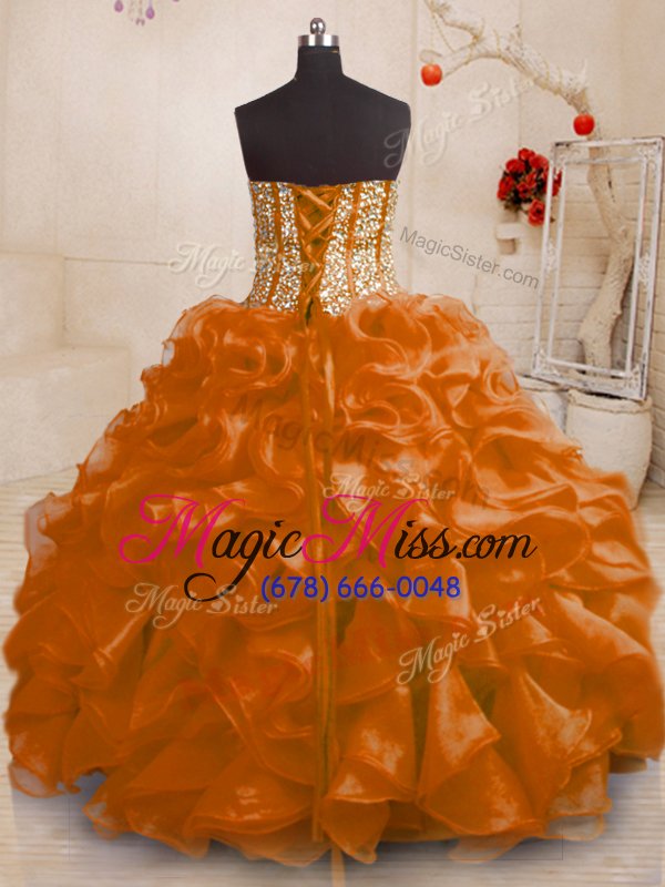 wholesale fitting organza sleeveless floor length sweet 16 dress and beading and ruffles