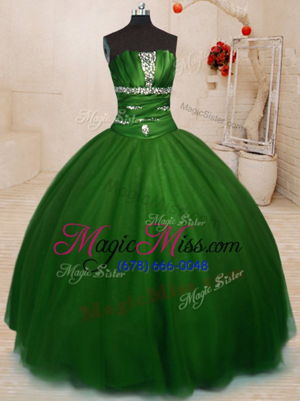 wholesale lovely tulle sleeveless floor length 15 quinceanera dress and beading