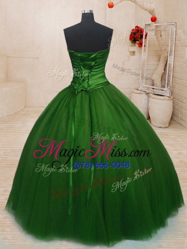 wholesale lovely tulle sleeveless floor length 15 quinceanera dress and beading