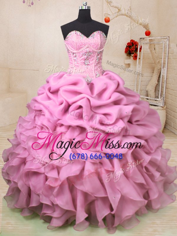 wholesale glorious sleeveless lace up floor length beading and ruffles and pick ups 15th birthday dress