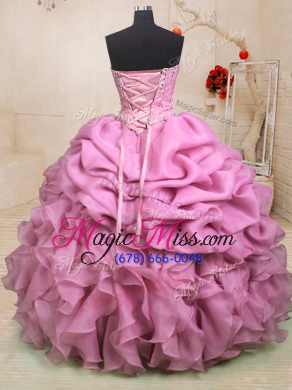 wholesale glorious sleeveless lace up floor length beading and ruffles and pick ups 15th birthday dress