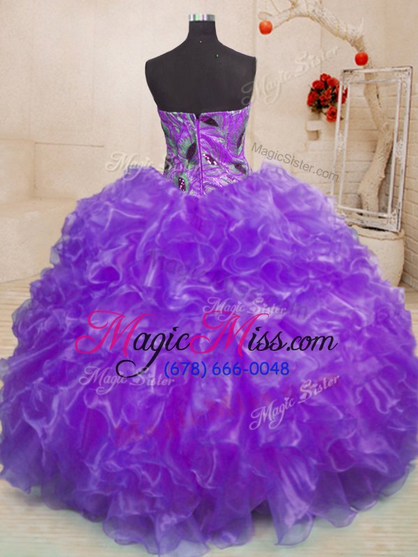 wholesale fantastic purple quinceanera dress military ball and sweet 16 and quinceanera and for with beading and appliques and ruffles sweetheart sleeveless zipper