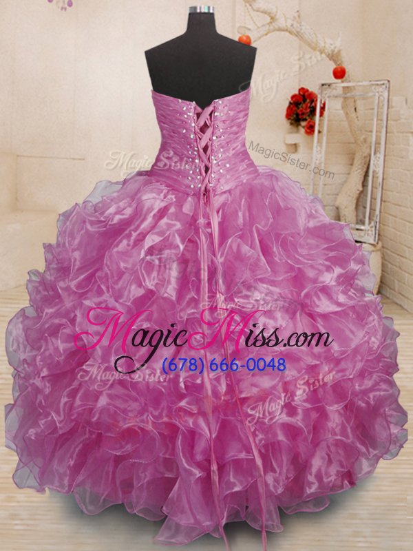 wholesale super sweetheart sleeveless lace up ball gown prom dress lilac organza