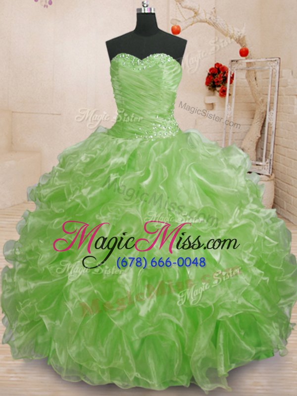 wholesale luxury sleeveless lace up floor length beading and ruffles vestidos de quinceanera
