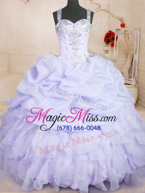 wholesale new style lavender sleeveless floor length beading and ruffles and pick ups zipper sweet 16 quinceanera dress