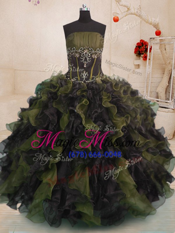 wholesale romantic multi-color sleeveless beading and ruffles floor length vestidos de quinceanera