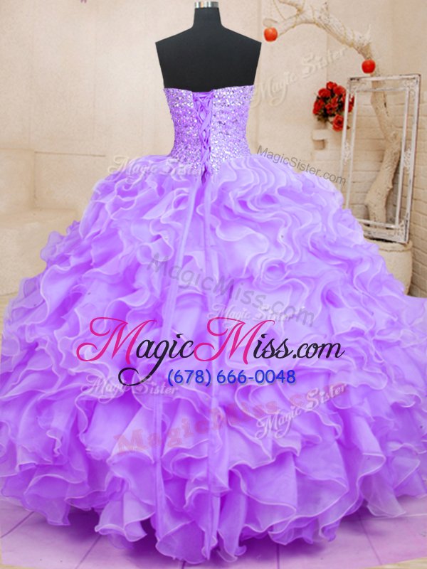 wholesale popular sleeveless organza floor length lace up 15 quinceanera dress in lilac for with beading and ruffles