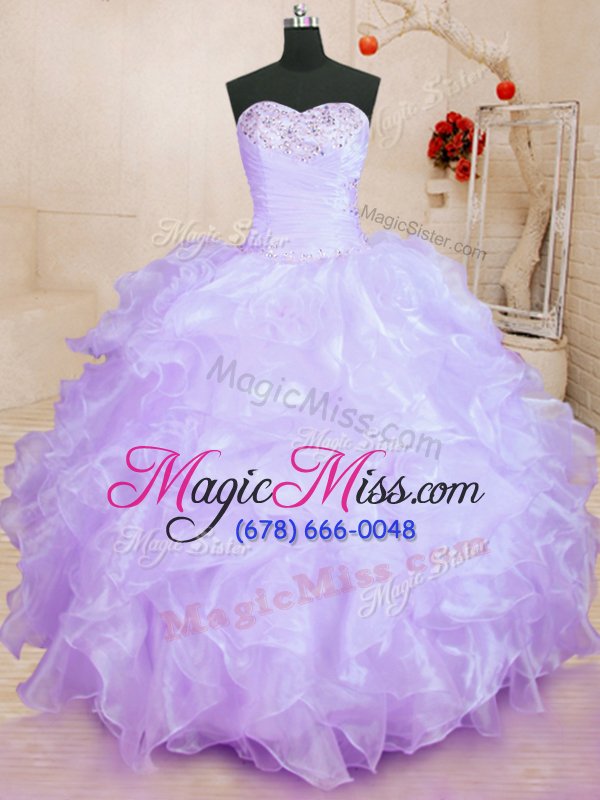 wholesale beautiful sweetheart sleeveless lace up quinceanera dress lavender organza