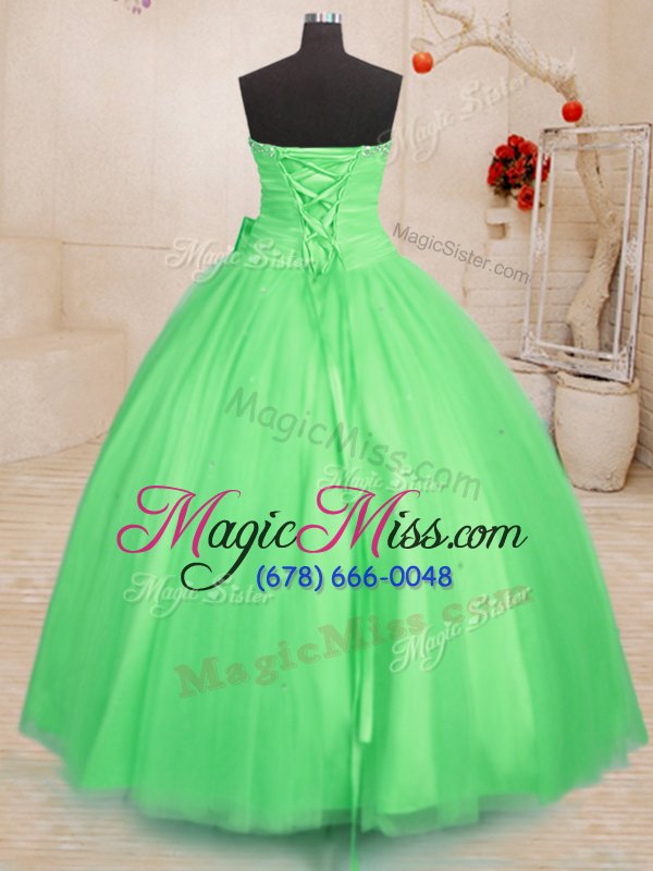 wholesale trendy sleeveless lace up floor length beading and bowknot quinceanera dress