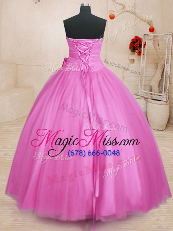 wholesale high end sleeveless beading and bowknot lace up quince ball gowns